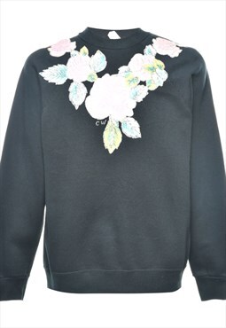 Vintage Floral Printed Sweatshirt - M
