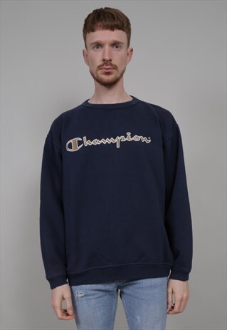 VINTAGE 90'S CHAMPION LOGO NAVY BLUE SWEATSHIRT