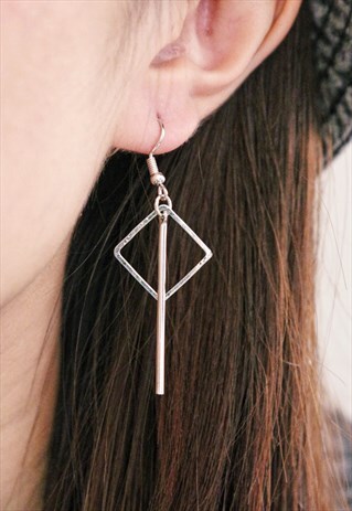 SQUARE DROP EARRINGS - SILVER