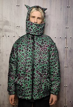 Leopard bomber reversible tiger jacket graffiti puffer