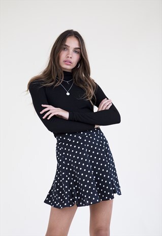 LUNA MINI SKIRT - BLACK SPOT PRINT