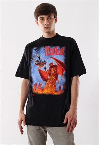 VINTAGE MEAT LOAF BAND TEE 90S BLACK WORLD TOUR 1993-1995