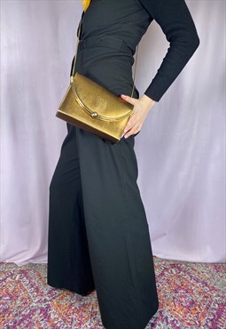 90s vintage dark gold metallic chain party going out bag 