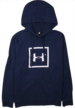 Vintage 90's Under Armour Hoodie Spellout Navy