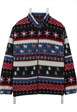 Alfred Dunner 90's Christmas Aztec Zip Up Fleece Jumper Smal