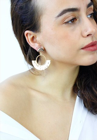 GOLD HALF MOON DROP DANGLE EARRINGS