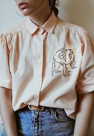 HAND EMBROIDERED PEACHY PINK SHIRT