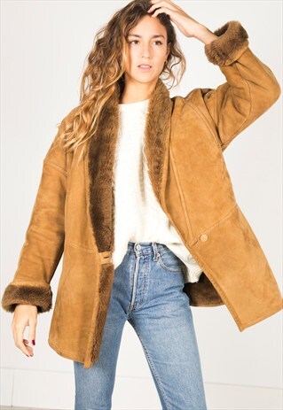VINTAGE 80S WINTER SHEEPSKIN COAT / R007