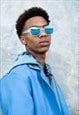 POLARIZED Sunglasses in Matt Clear with Blue Mirror lens