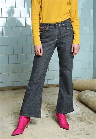VINTAGE Y2K RETRO LOW WAIST FLARED DENIM JEANS