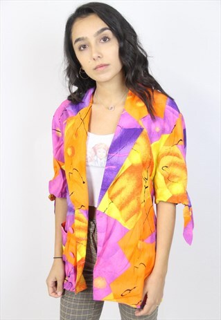 VINTAGE 90'S COLOURFUL BLAZER-STYLE BLOUSE