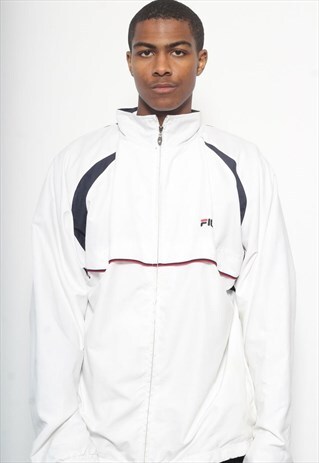 VINTAGE FILA LOGO TRACK JACKET WHITE