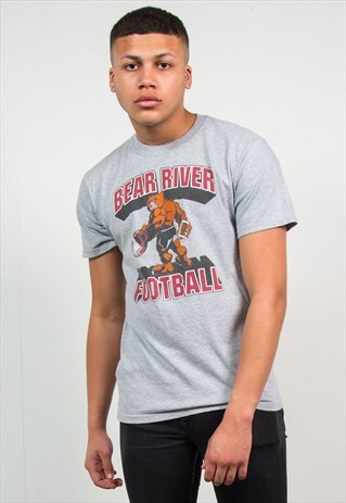 VINTAGE USA T-SHIRT BEAR RIVER FOOTBALL