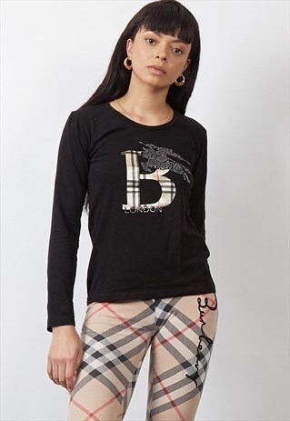 RARE VINTAGE 90'S BURBERRY DIAMANTE TARTAN LOGO TOP
