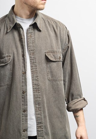 VINTAGE CORDUROY CORD SHIRT GREY