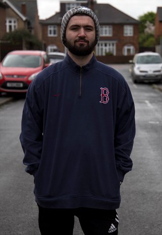 VINTAGE NIKE BOSTON RED SOX MLB BASEBALL QUARTER ZIP