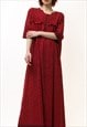 70S VINTAGE RARE AFRICAN OVERSIZED COTTON RED DRESS 5391