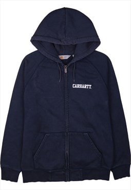 Vintage 90's Carhartt Hoodie Full Zip Up Navy Blue Large