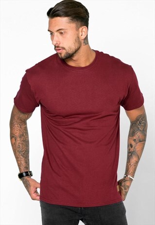 ESSENTIAL BLANK T-SHIRT - MAROON BURGUNDY RED