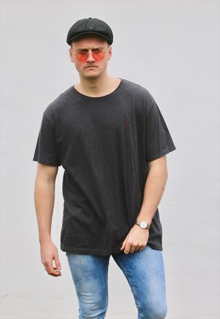 RALPH LAUREN USA HEATHERED ASPHALT MINIMALIST T SHIRT