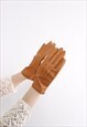 FAUX LEATHER GLOVES, 90S VINTAGE WOMEN BROWN GLOVES