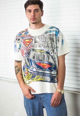 VINTAGE NASCAR T-SHIRT LOGO 90S L 9.3