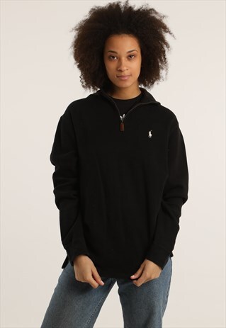 VINTAGE RALPH LAUREN EMBROIDERED LOGO 1/4 ZIP SWEATSHIRT