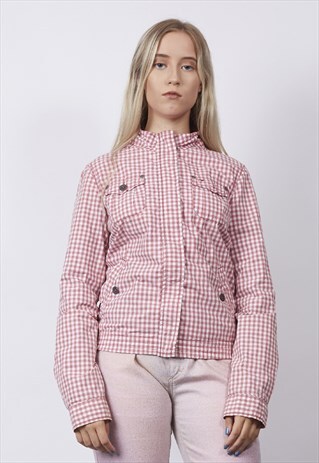 VINTAGE 90'S TOMMY HILFIGER RED GINGHAM BOMBER JACKET