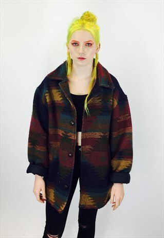 VINTAGE AZTEC WOOL OVERSIZED COAT
