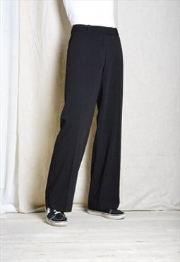 Y2K Black Minimalist Formal Wide Leg Womens Pants
