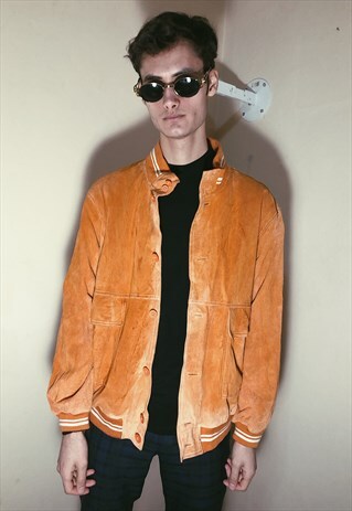 VINTAGE SPORTY ORANGE SUEDE BOMBER