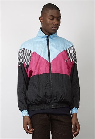 VINTAGE 80'S NIKE MULTICOLOUR STRIPED SHELL JACKET