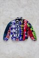 Vintage Reworked Football Scarf Jacket Harrington Large