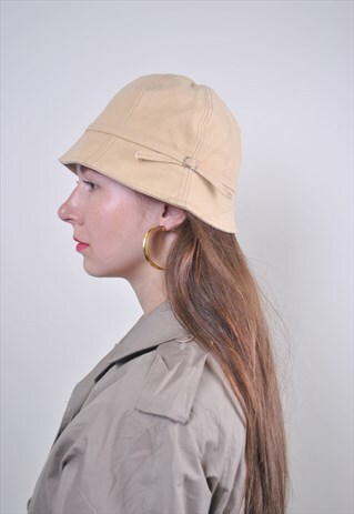BEIGE BUCKET HAT, 90S AUTUMN HAT, CASUAL SUIT HAT