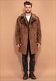 Vintage 90's Men Western Suede Coat in Brown