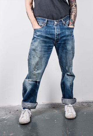 VINTAGE BLUE LEVI'S 501 PAINT JEANS