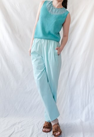 VINTAGE TURQUOISE KNIT SLEEVELESS