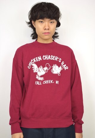 VINTAGE 90S MAROON "CHICKEN CHASERS" SWEATSHIRT