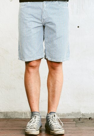 VINTAGE STRIPED DENIM SHORTS