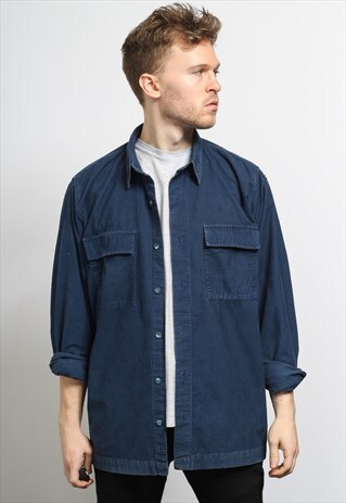 VINTAGE LEVI'S CORDUROY CORD SHIRT BLUE