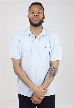 VINTAGE POLO RALPH LAUREN LIGHT BLUE POLO SHIRT