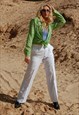 VINTAGE Y2K BAGGY CHECKERED FUNKY HIPPIE BLOUSE SHIRT GREEN