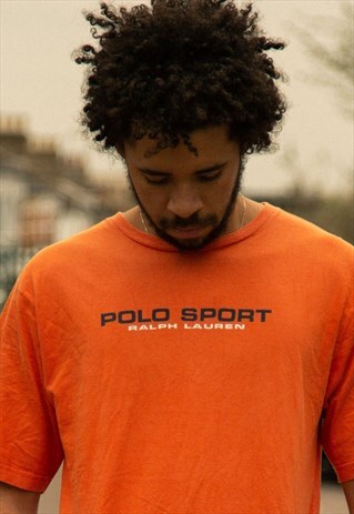 VINTAGE RALPH LAUREN POLO SPORT T SHIRT IN ORANGE