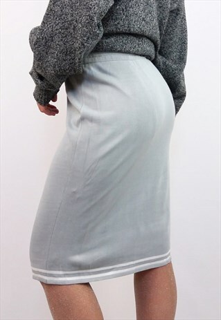VINTAGE 90'S KNIT SPORT CASUAL MIDI PENCIL SKIRT IN GREY