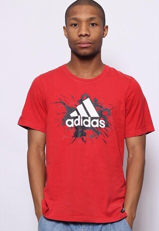 VINTAGE ADIDAS BIG LOGO T-SHIRT RED