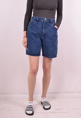 LEE WOMENS VINTAGE DENIM SHORTS W30 NAVY BLUE 90S