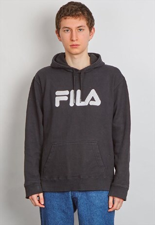 VINATGE 90'S FILA LOGO BLACK HOODIE
