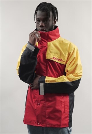 VINTAGE 90'S DHL COLOUR BLOCK PARKA JACKET