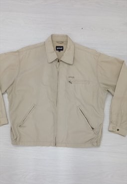Vintage 00s Harrington Jacket Sand Brown Beige Zip Cotton