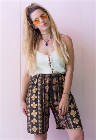 VINTAGE BOHEMIAN PRINT SUMMER SHORTS